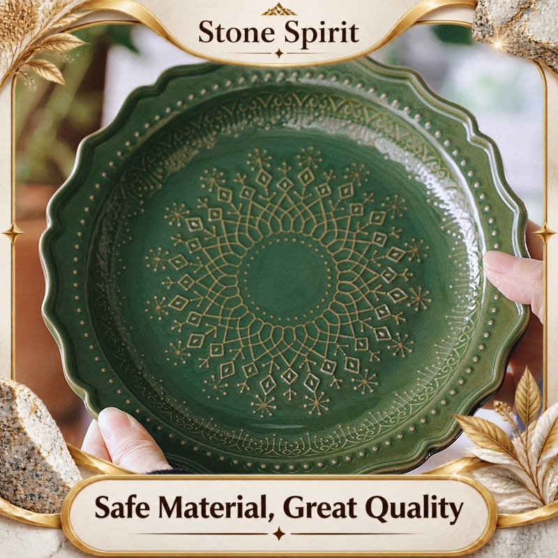 Vintage Collectible Dishes - Elegant Vintage Embossed Ceramic Plate,Mid-Century Style
