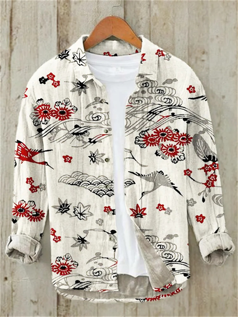 Men's Fish Printed Linen Long  - огляд і ціна Vintage Collectible Shop