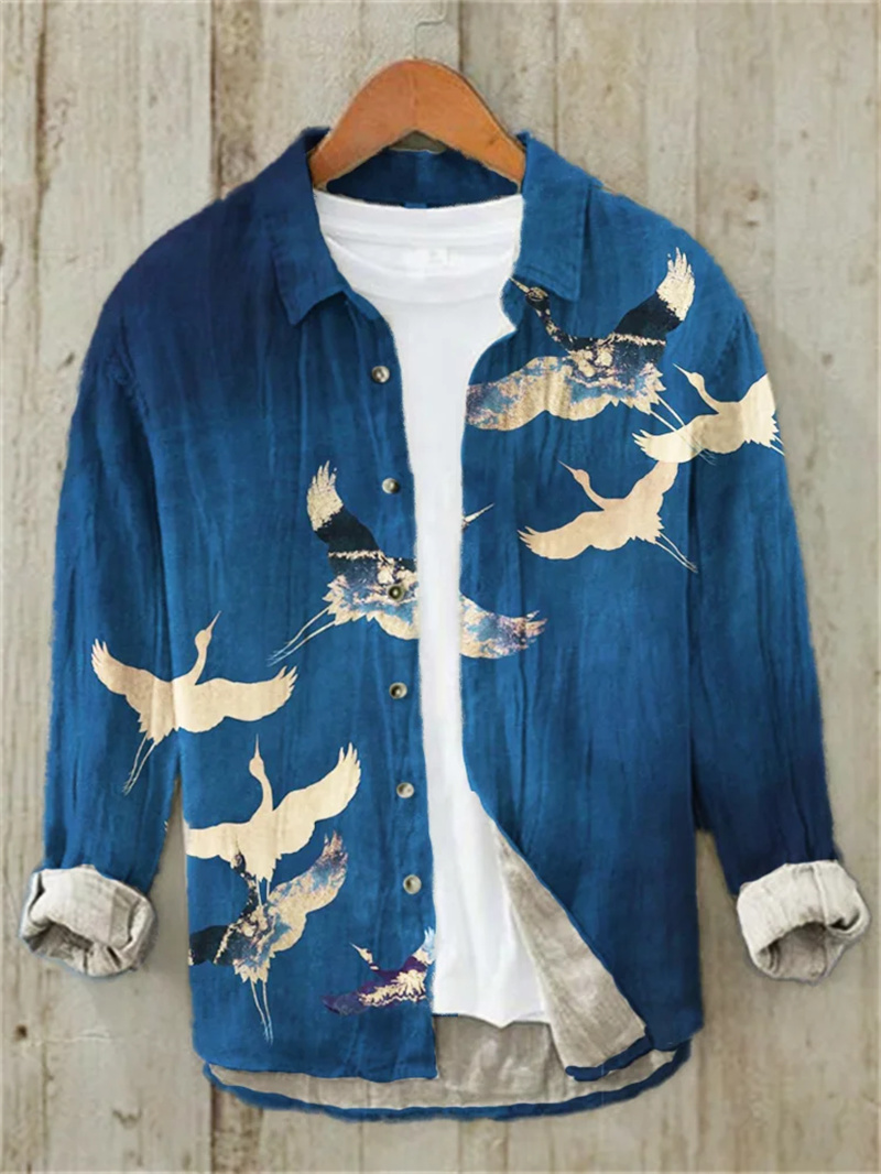 Men's Fish Printed Linen Long  - огляд і ціна Vintage Collectible Shop