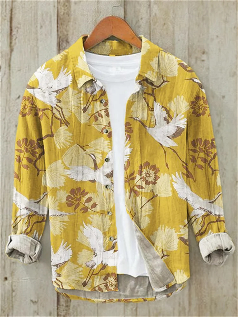 Men's Fish Printed Linen Long  - огляд і ціна Vintage Collectible Shop